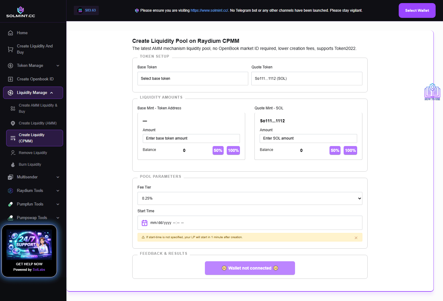 How to Create a Raydium CPMM Liquidity Pool on Solmint