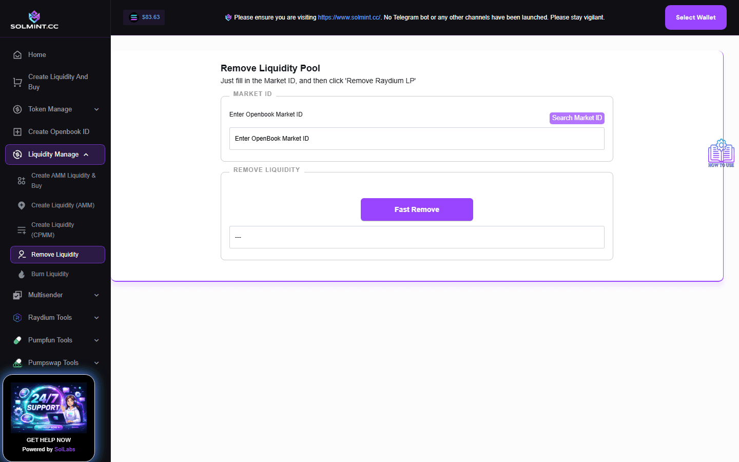 How to Remove Raydium Liquidity Pool (Withdraw All Liquidity) on Solmint