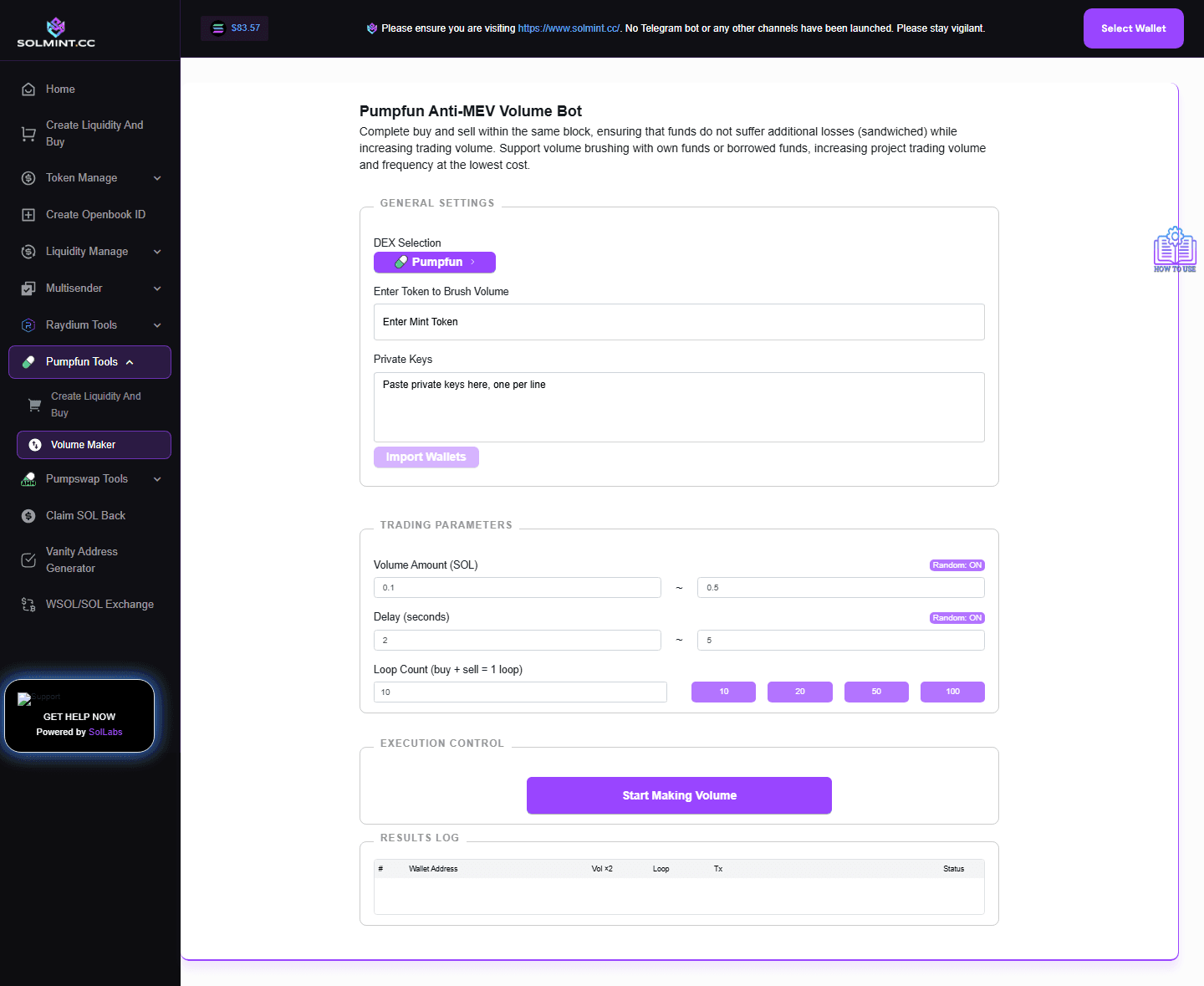 How to Use Pump.fun Volume Maker on Solmint