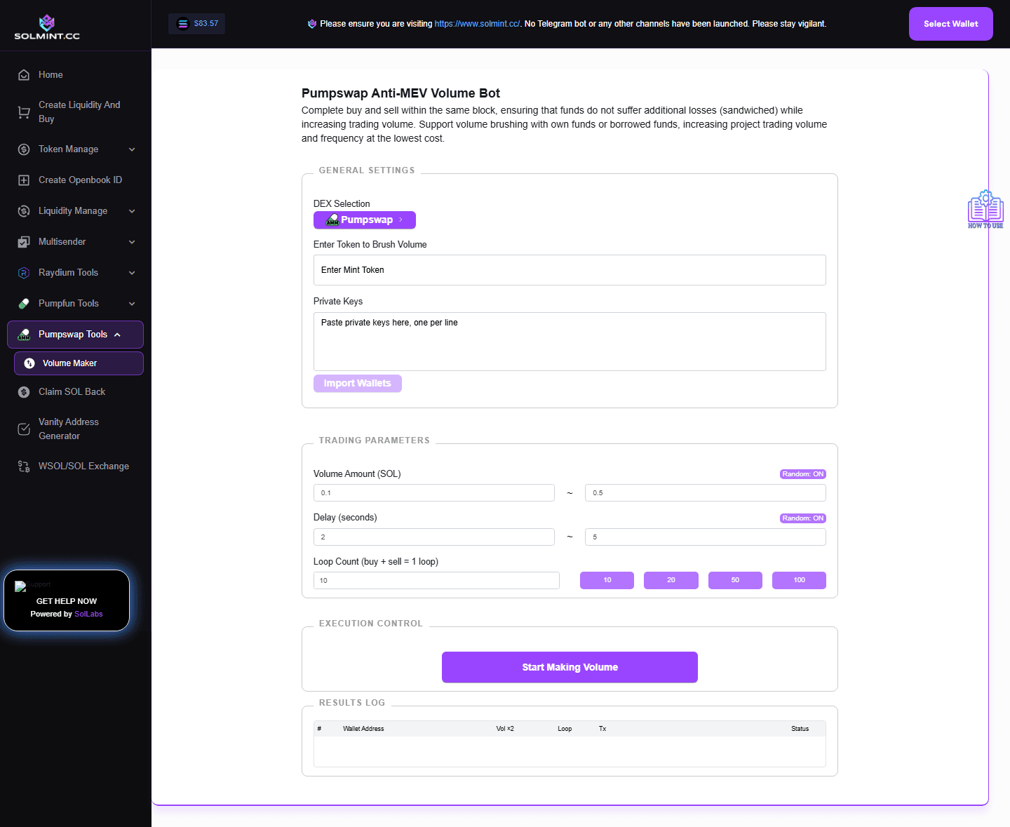 How to Use PumpSwap Volume Maker on Solmint