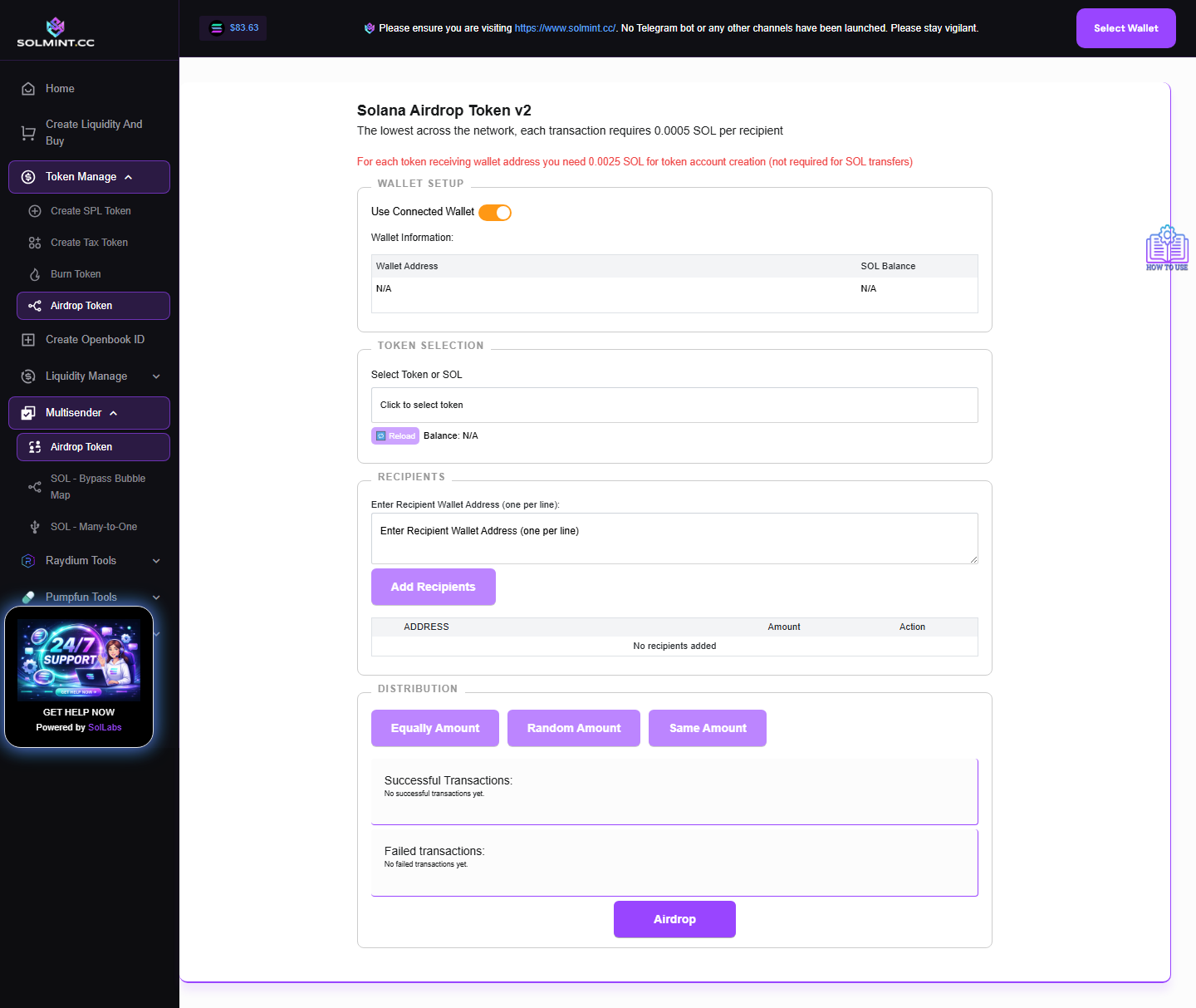 Token Airdrop on Solmint