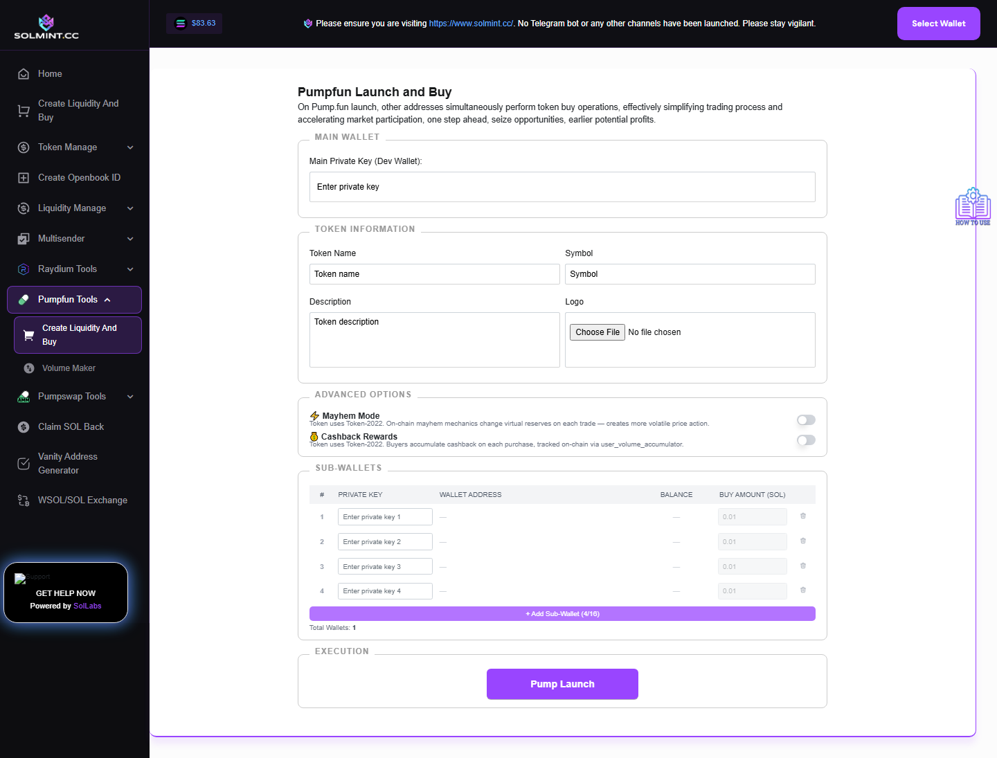 PumpFun Launch and Bundle Buy on Solmint