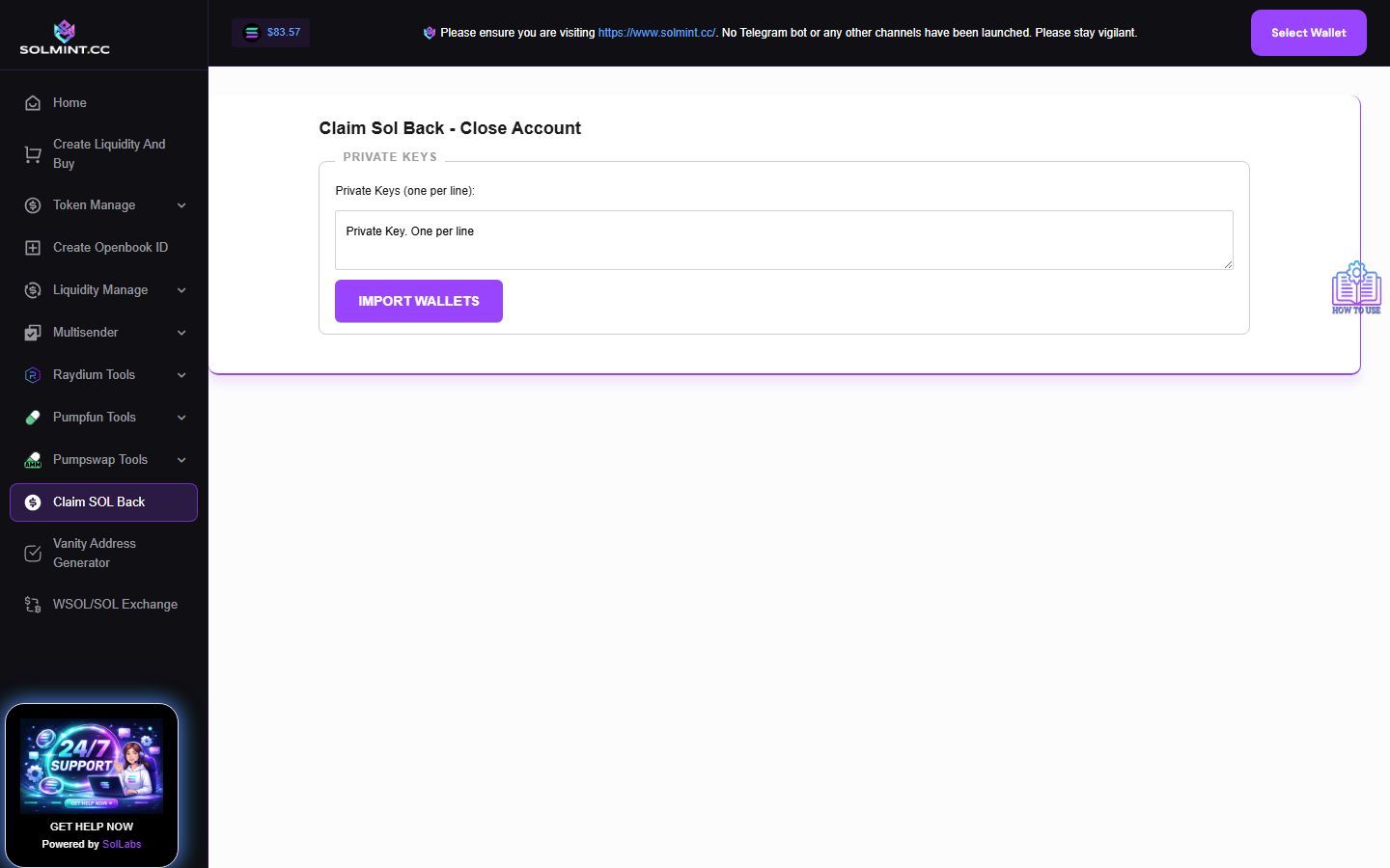 Clean Wallets on Solmint